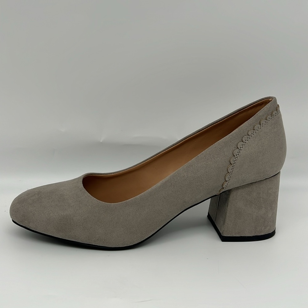 MIA Amore Women’s Danika Block Heel‎ Shadow Gray Faux Suede Round Toe 10 WIDE